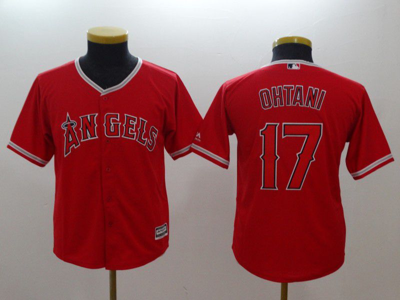 Youth Los Angeles Angels #17 Ohtani Red MLB Jerseys->los angeles angels->MLB Jersey